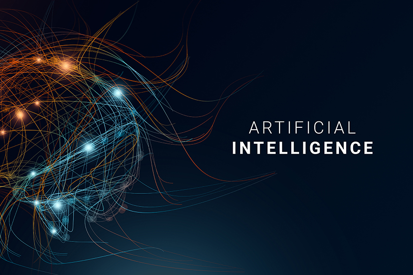 Conceptual illustration for AI concept. Digital human brain shaped with colorful lines patient centricity
